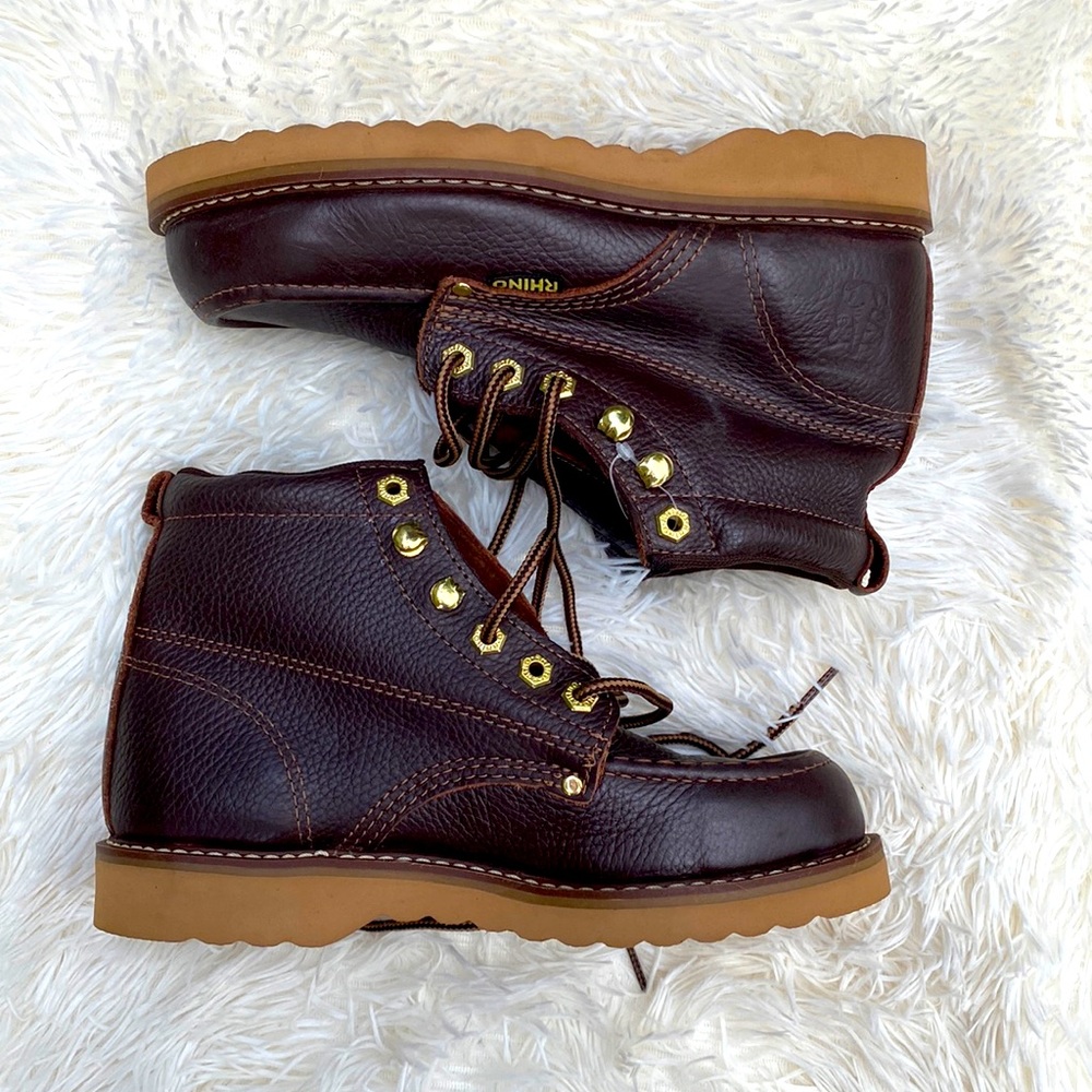 Rhino 62M28 6 inch Moc Toe Leather Work Boot - Brown